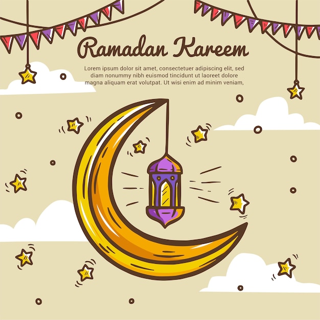 Ramadan kareem islamic hand drawn illustration background