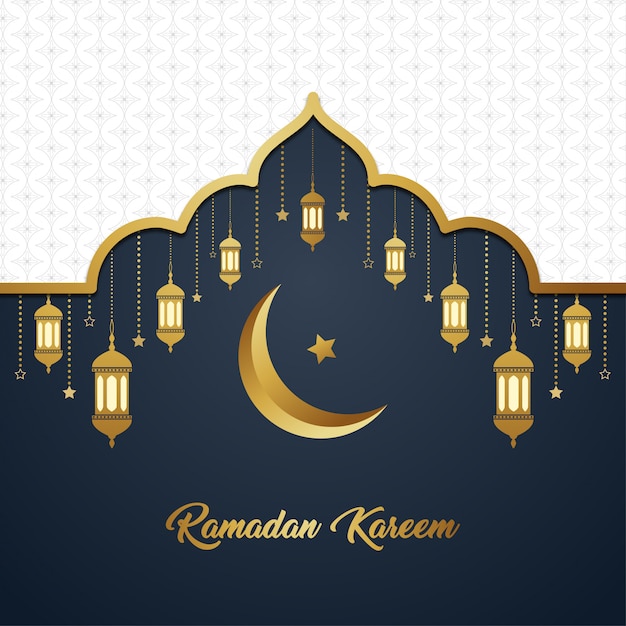 Ramadan kareem islamic luxury white gold elegant exclusive background