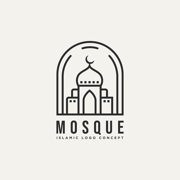 Ramadan kareem moschea islamica linea minimalista arte distintivo logo modello illustrazione vettoriale design