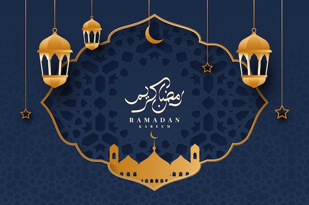 Vettore progettazione ornamentale islamica del modello dell'illustrazione del fondo di ramadan kareem