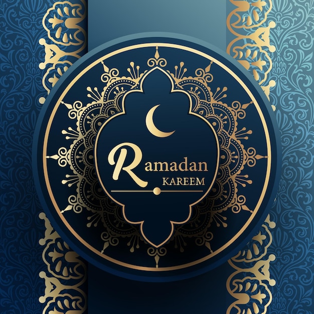 Vector ramadan kareem islamic pattern blue background ramzan mubarak