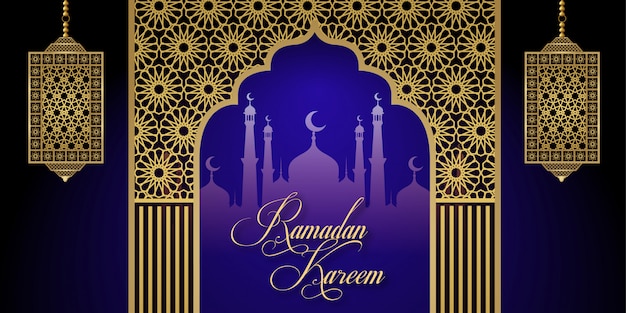 Вектор Рамадан карим исламская социальная медиа баннер дизайн фона