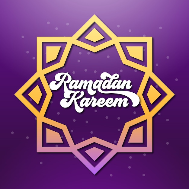 Ramadan kareem islamic typography in purple background