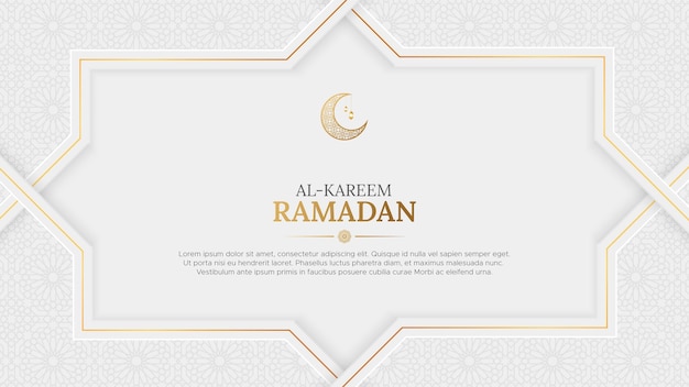 Ramadan Kareem Islamic white and golden background with Arabic pattern ornaments