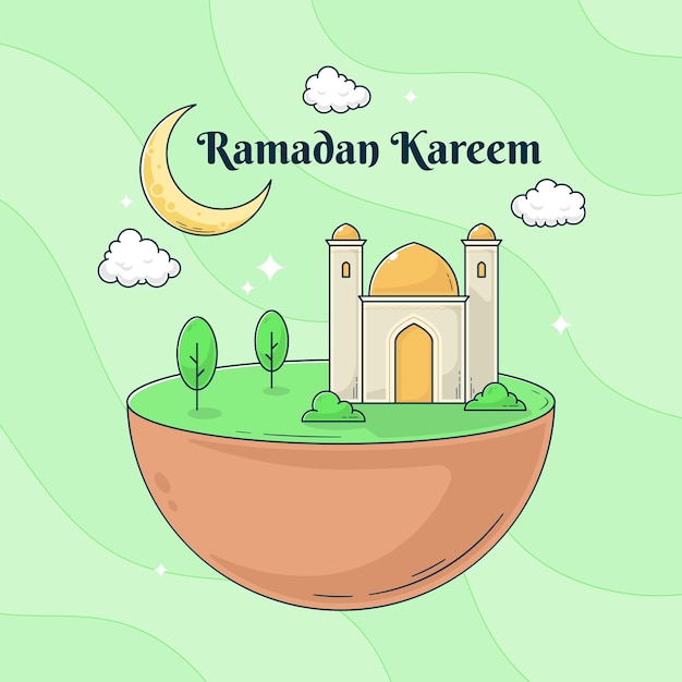 Ramadan kareem islamico con design disegnato a mano