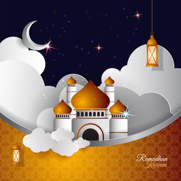 Ramadan kareem islamic with paper style