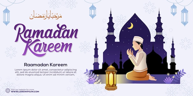 Ramadan kareem islamitische achtergrond grafisch ontwerp voor de decoratie van cadeaubonnen en banners