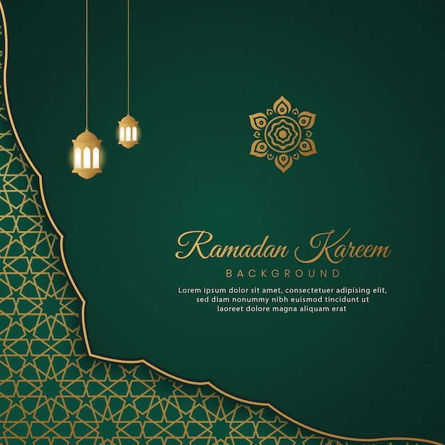 Ramadan Kareem islamitische Arabische groene luxe achtergrond met geometrische patroon en mooi ornament