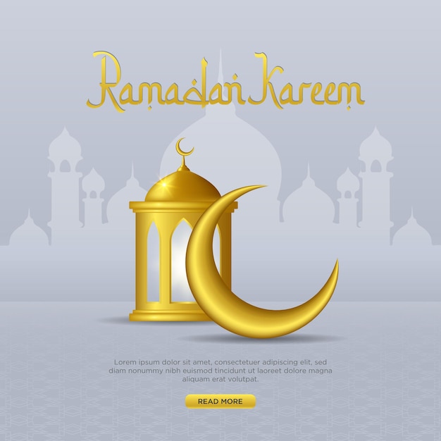 Ramadan kareem islamitische begroeting achtergrond met 3d ramadan decoraties