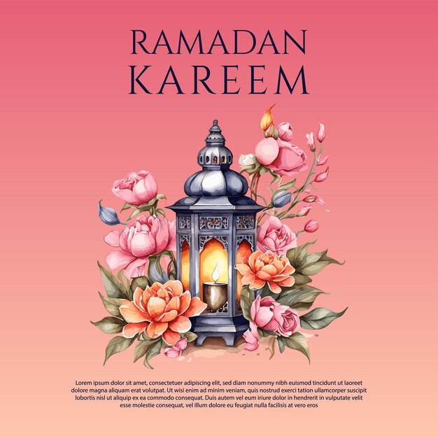 Ramadan kareem islamitische vector illustratie waterverf groet kaart sjabloon