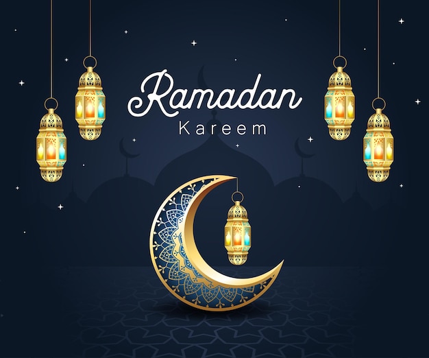 Ramadan Kareem Islamitische wenskaart ontwerp. Ramadan decoraties achtergrond sjabloon