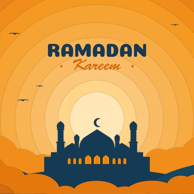 Ramadan kareem-kaartontwerp in papierstijl