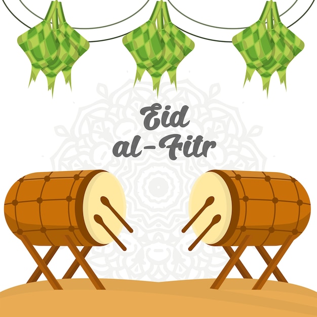 Vettore ramadan kareem ketupat drum design e eid background eid al adha e greeting card vector ornament poster ramadan kareem icon