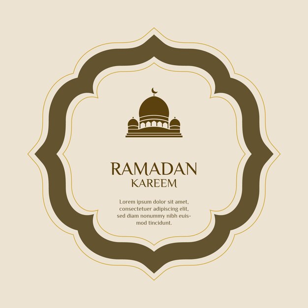 Etichetta ramadan kareem con una moschea e un posto per il testo.