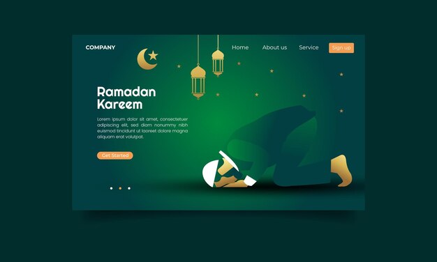 Modello web della pagina di destinazione di ramadan kareem