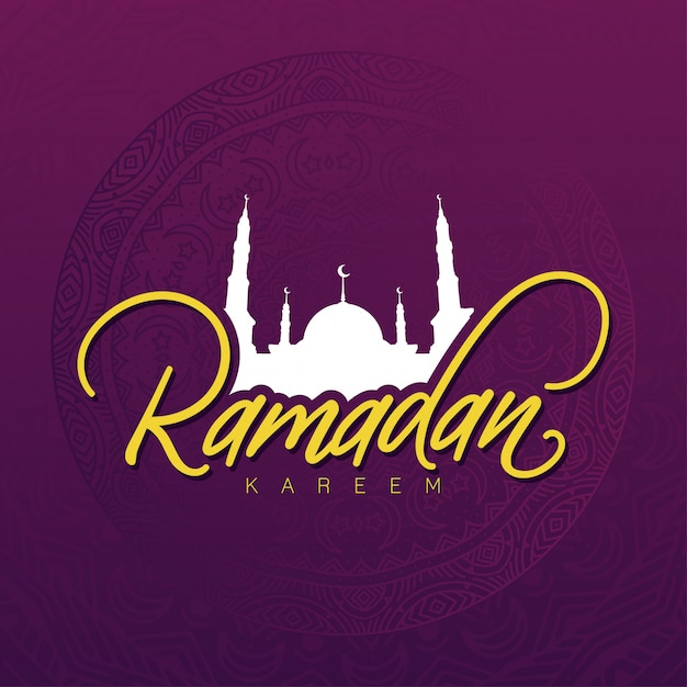 Iscrizione di ramadan kareem su mandala background