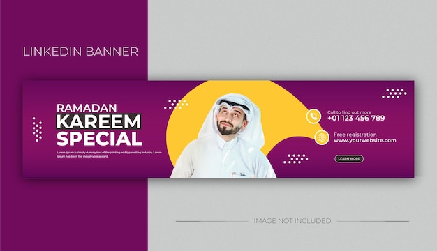 Modello di banner o copertina di ramadan kareem linkedin