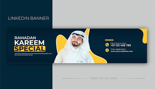 Ramadan Kareem LinkedIn banner template or cover design