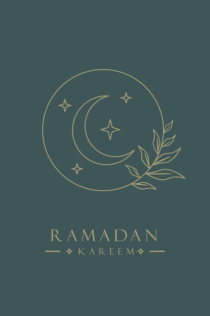 Vector ramadan kareem logo with a crescent and stars