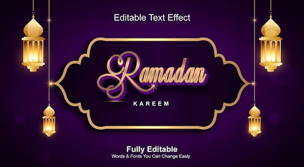 ramadan Kareem luxury editable 3d text effect with beautiful background