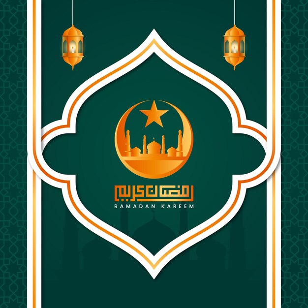 Modello di biglietto di auguri di lusso ramadan kareem design islamico con motivo geometrico