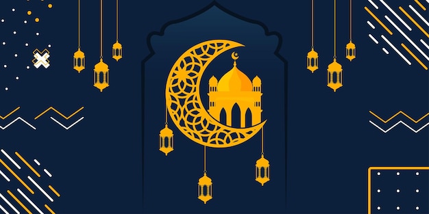 Ramadan Kareem maan moskee Arabische kalligrafie sjabloon voor banner uitnodiging poster kaart