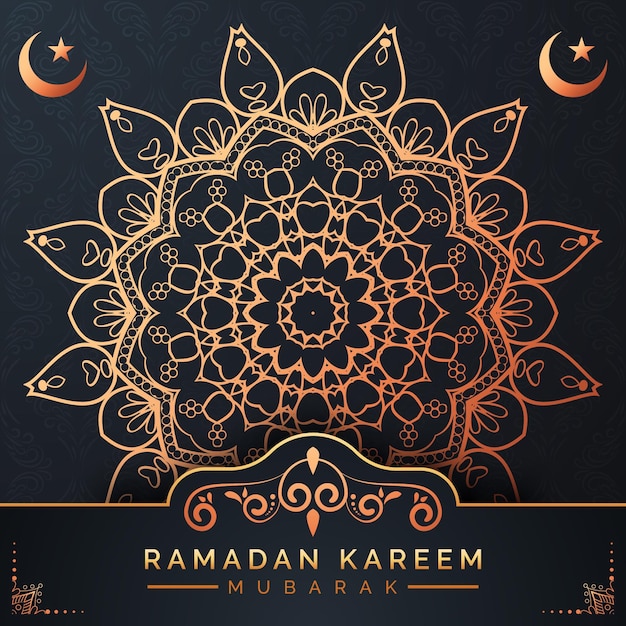 Ramadan kareem mandala achtergrond met gouden arabesk patroon Arabische islamitische oost-stijl