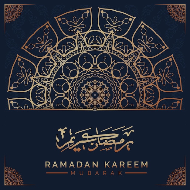 Ramadan kareem mandala achtergrond met gouden arabesk patroon arabische islamitische oost-stijl