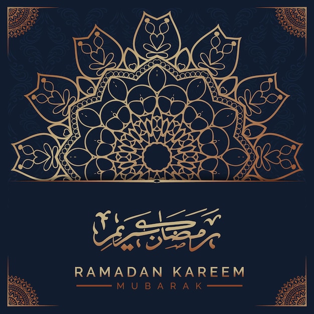 Sfondo mandala ramadan kareem con motivo arabesco dorato in stile orientale islamico arabo