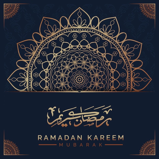 Sfondo mandala ramadan kareem con motivo arabesco dorato in stile orientale islamico arabo