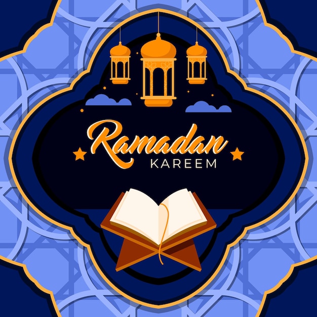 Vector ramadan kareem met een papieren stijl