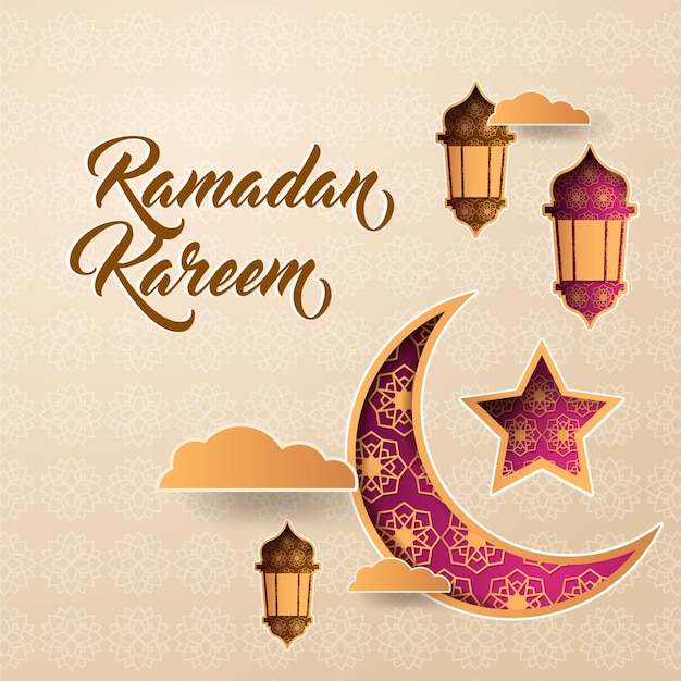 Ramadan kareem met een papieren stijl