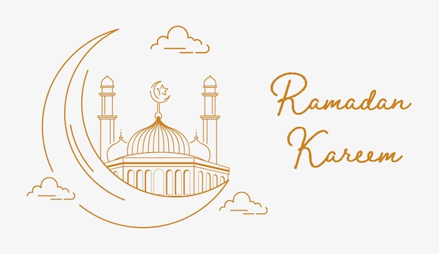 Ramadan Kareem met gouden lijnstijl