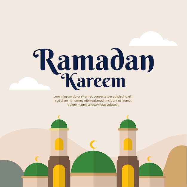 Ramadan Kareem met moskee illustratie