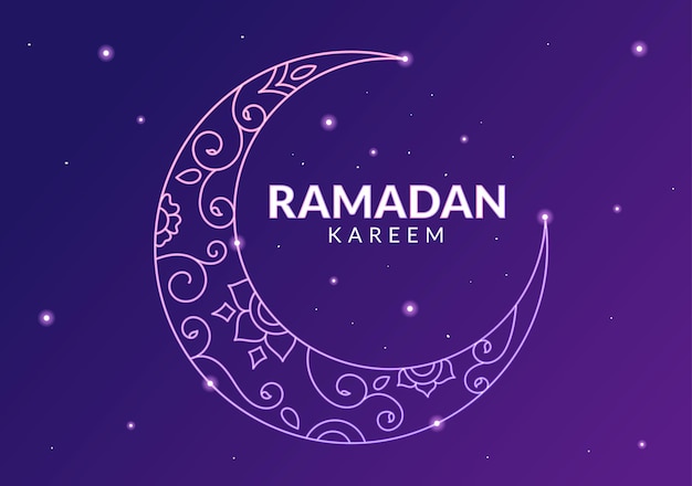 Ramadan Kareem met moskeelantaarns en maan op achtergrondillustratie voor religieuze islam
