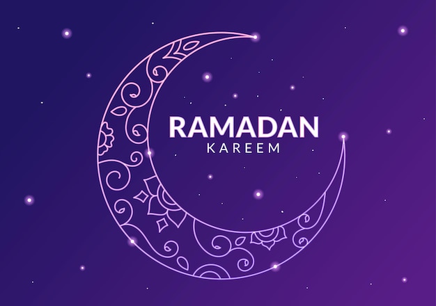 Ramadan kareem met moskeelantaarns en maan op achtergrondillustratie voor religieuze islam