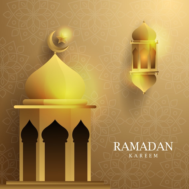 ramadan kareem met ornament, lantaarn