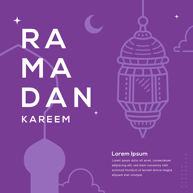 Вектор Рамадан карим минималистская поздравительная карточка и баннер празднования