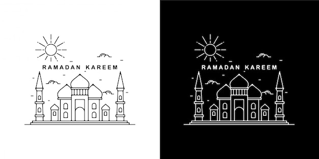 Ramadan Kareem Monoline Vintage Design met 2 toren