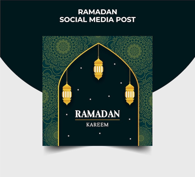 Ramadan kareem mooie islamitische viering arabische sociale media post banner sjabloon vector