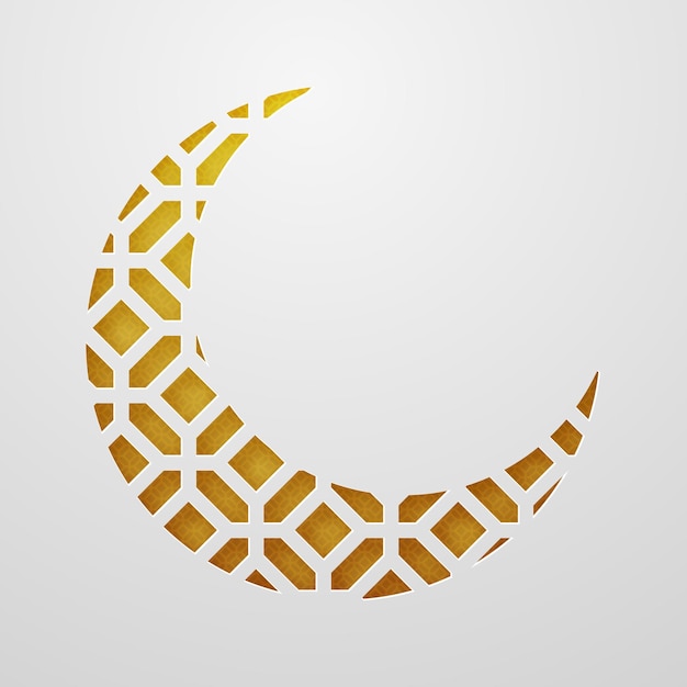 Ramadan Kareem, moon. paper style. Orange and gold shades with ornament. 10 eps