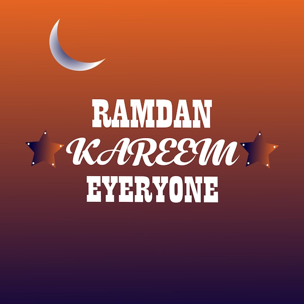 라마단 카림 무바라크 배경 오렌지와 진한 파란색 배경 디자인