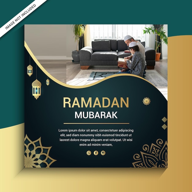 Vettore banner del post di ramadan kareem mubarak su instagram