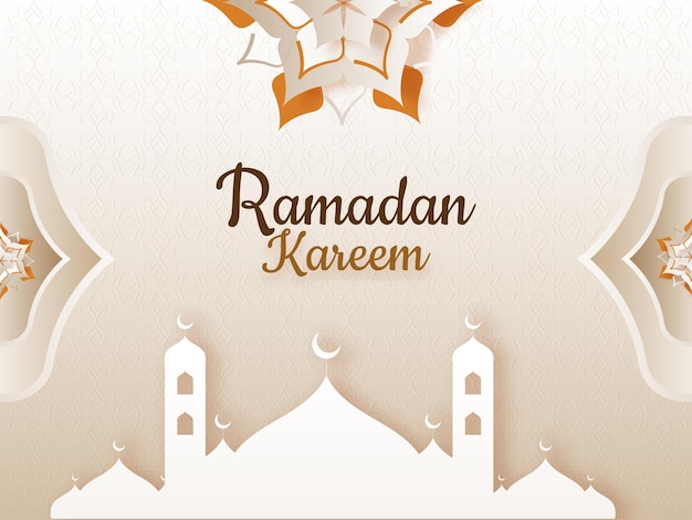 Ramadan Kareem-ontwerp met lantaarn en halve maan met mandalapatroon