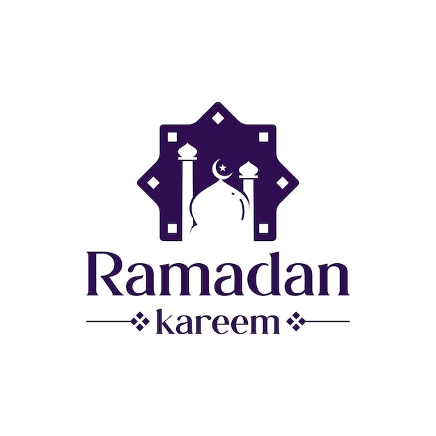 Ramadan kareem-ontwerp met moskeesilhouet en islamitische ornament islamitische logo-religie