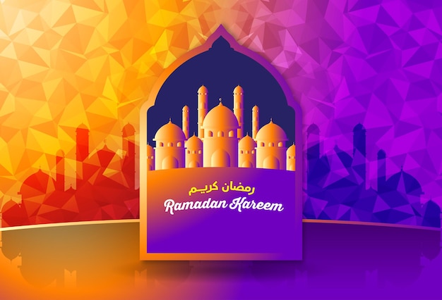 Ramadan Kareem-ontwerp. op gekleurde achtergrond voor de viering van de Heilige maand Ramadan.