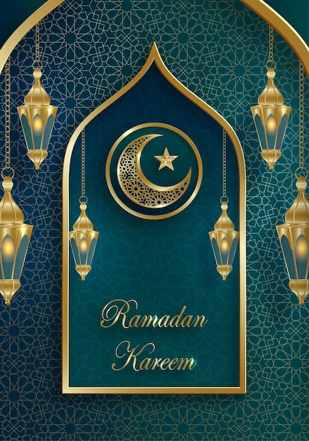 Ramadan Kareem-ontwerp op islamitische achtergrond