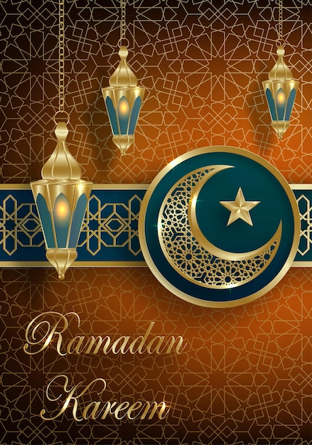 Vector ramadan kareem-ontwerp op islamitische achtergrond