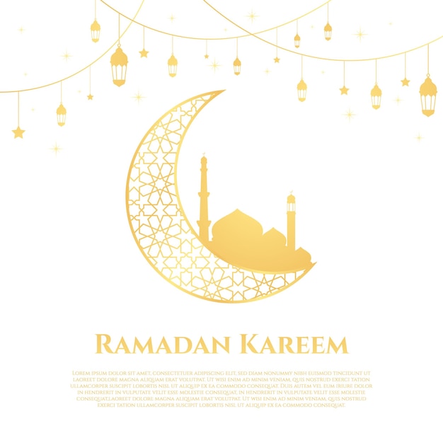 Ramadan kareem ontwerp Ramadan vectorillustratie met moskee en lantaarn Islamitische achtergrond voor heilige maand ramadan viering