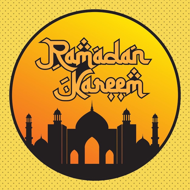 Vector ramadan kareem ontwerpvector met moskee